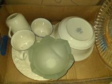 BL- Lenox Mugs & Bowl, Glass Serving Tray