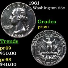 Proof 1961 Washington Quarter 25c Grades GEM++ Proof