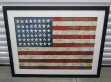 Framed And Matted Jasper Johns Famous 48 Star U S A Flag Print (LOCAL PICK UP ONLY)