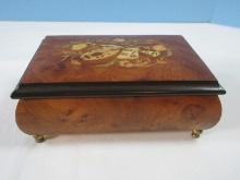 Notturno Inlaid Wood Works Factory Marquetry Musical Jewelry Footed Box Interior Lined