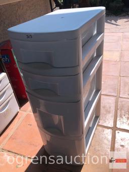 Stacking Drawers - 4 drawer white storage drawers, 25"hx9"w