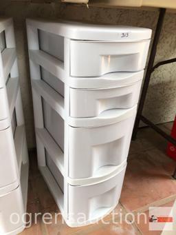 Stacking Drawers - 4 drawer white storage drawers, 25"hx9"w