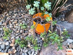 Yard & Garden - Orange decor planter pot w/succulents