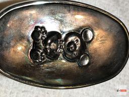 Baby items - silver plated brush & matching comb, bears motif