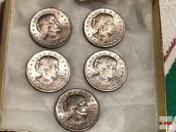Coins - 5 Susan B. Anthony dollars, 1979