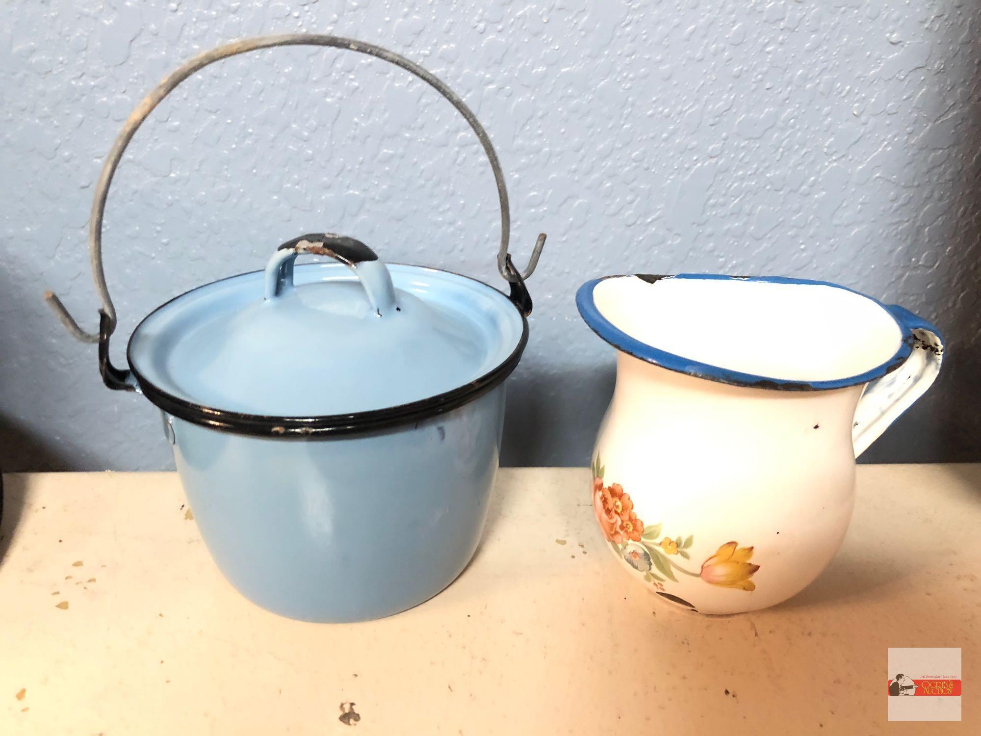 Enamelware - kids dishes and mini Tupperware mug