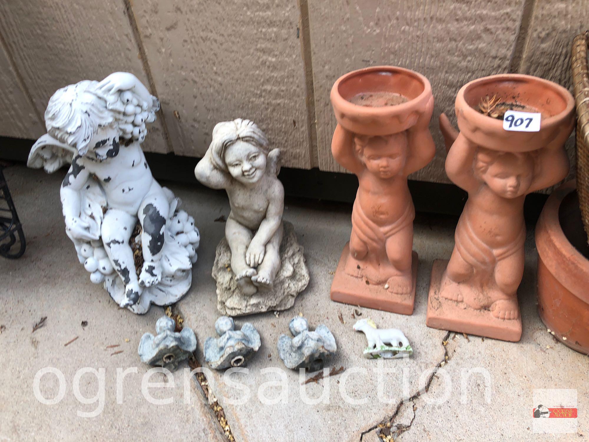 Yard & Garden - Terra Cotta planters & statues, angels, duck, hen, frog etc.