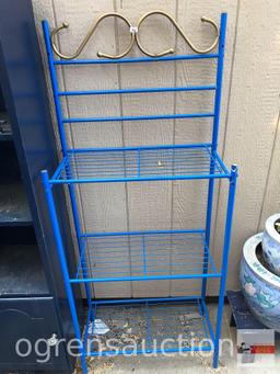 Yard & Garden - Metal rack w/ 3 shelves, blue 24"wx12"dx56"h
