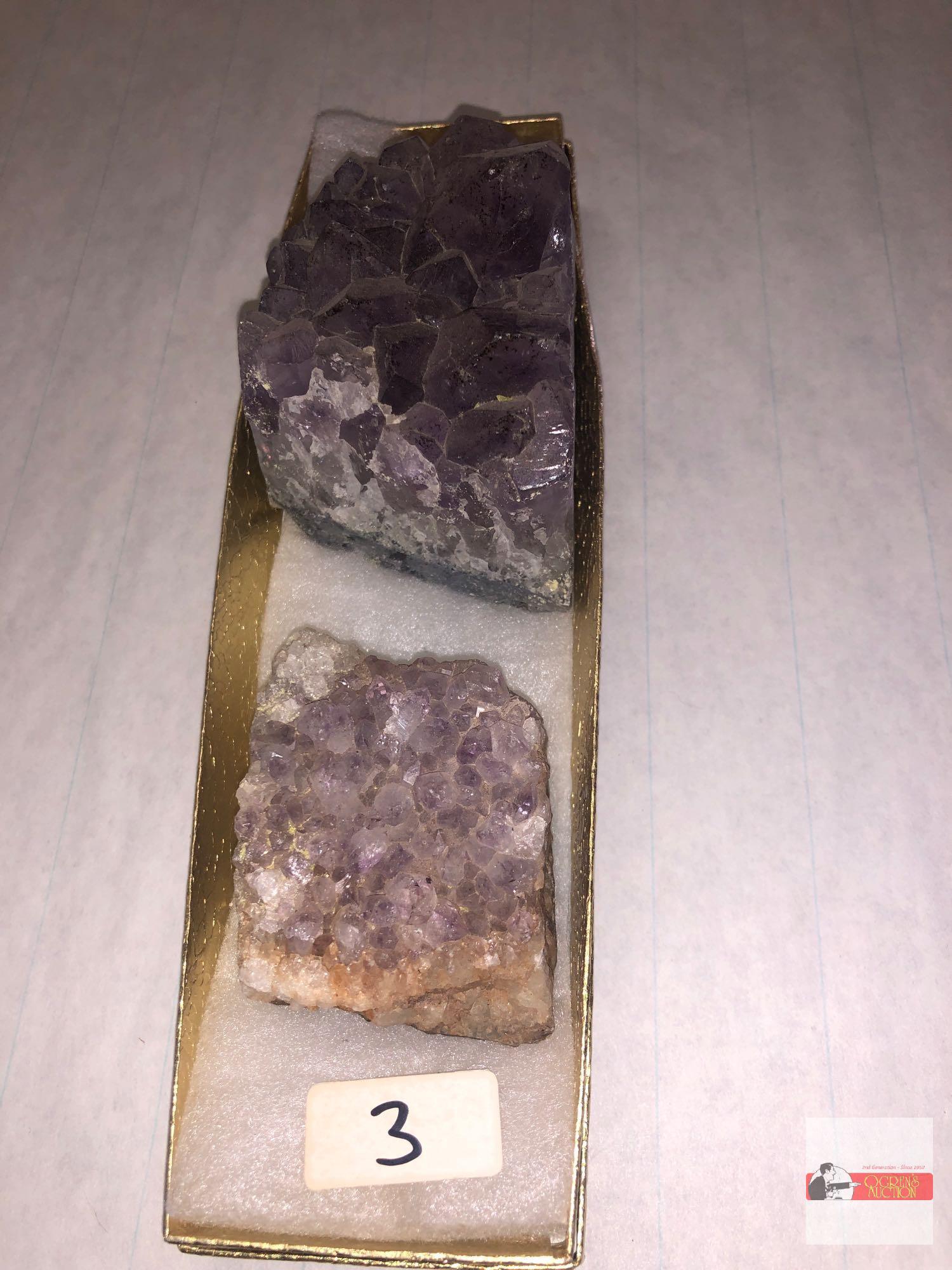 Quartz Crystal - 2 - Light purple amethyst, 3"wx2"w & 2"wx2"w