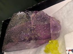 Quartz Crystal - 3 - 2 purple amethyst, 3"x1.5" & 2.5"x1.5" and small yellow quartz