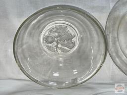 Glassware Dishes - 8pc. Platter 12.75"w & Salad set, fruit motif, Bowl 10.25"w & 6-8"w salad plates