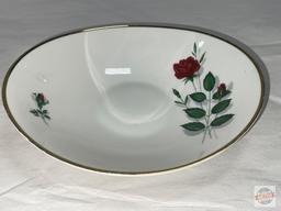 Dishware - 2 - Scalloped leaf design floral dish 12"wx10"w & oval Roses motif Bavaria Bowl 6.75"wx8"
