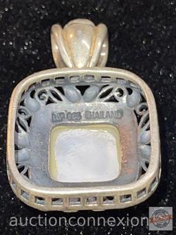 Jewelry - Pendant, Marked .925 Thailand, Mother of Pearl and marcasites, 1"