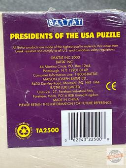 Presidents of the US wooden Puzzle, Battat 2000, unopened, Washington to Clinton, 17"wx11"h