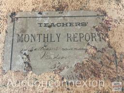 Ephemera - Vintage Monthly Teacher's Reports