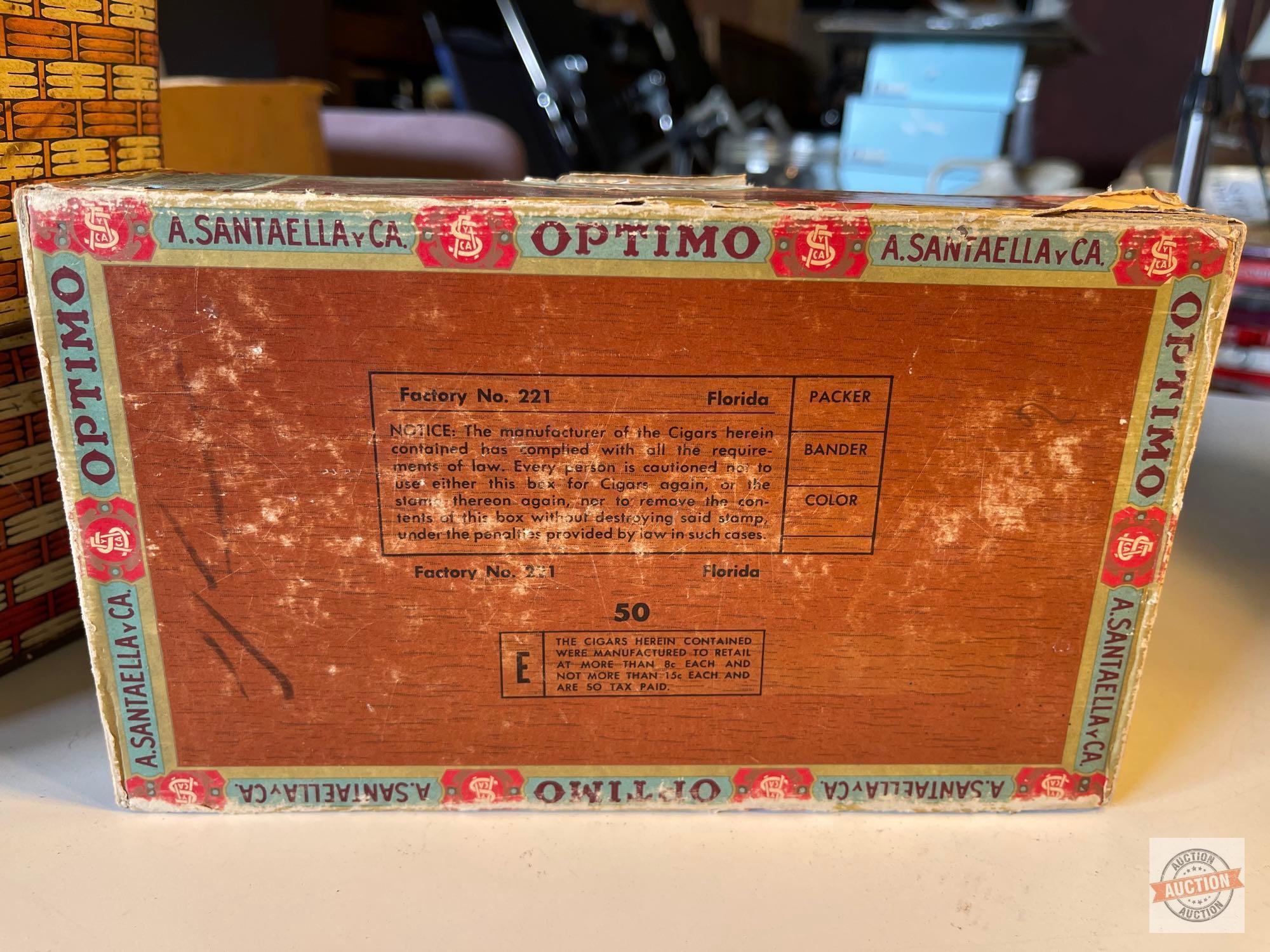Vintage Tobacco tins 4 (2 Dixie Queen Plugcut, 3 no lids) Optimo Cigar Box