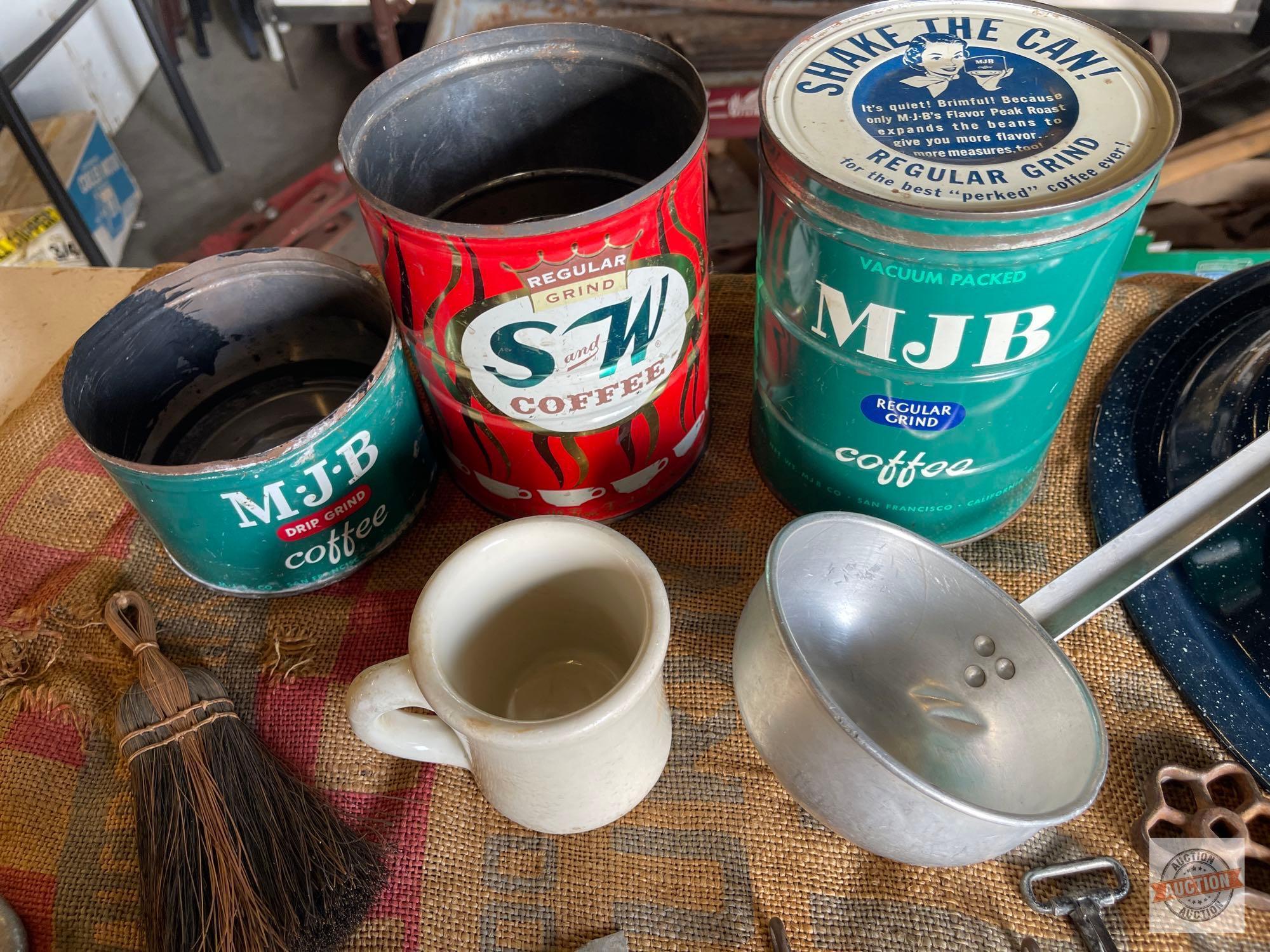 Kitchen Primitives - vintage coffee cans etc.