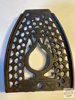 Vintage Sad Iron Trivets - 3 cast iron