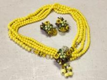 Vintage Costume Jewelry Necklace and Earring Set