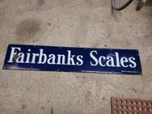 Metal and Enamel Painted "Fairbanks Scales" Sign