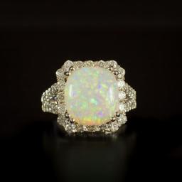 14K Gold 5.31ct Opal 1.60ct Diamond Ring