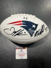 Julian Edelman & Rob Gronkowski New England Patriots Autographed Football GA coa