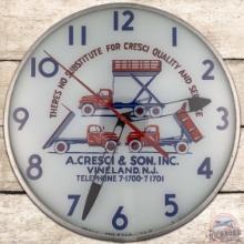 Cresci Quality & Service 15" Lighted Telechron Advertising Clock w/ Truck Graphics NJ