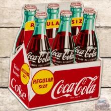 Take Home Coca Cola "Regular Size" Die Cut Six Pack SS Tin Sign w/ Bottles