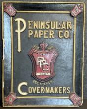 1890s Peninsular Paper Co Cover Makers Ypsillanti Michigan Advertising Plaster Sign
