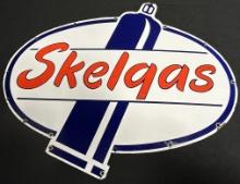 Skelgas Single Sided Porcleain Advertising Sign w/ Bottle