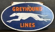 Greyhound Lines Double Sided Porcelain Advertising Hanging Bus Depot Sign