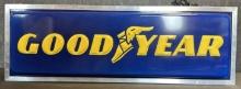 NOS Goodyear Embossed 60s-70s Double Sided Plastic Lighted Sign