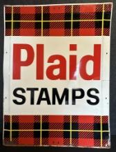 Plaid Stamps Ca. 1950s Single Sided Heavy Metal Painted Advertising Sign
