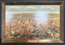 Budweiser Cardboard Advertising Sign "Custer's Last Fight" Dated 1952 Store Display