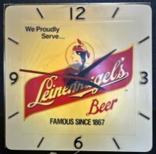 Original 1960s Leinenkugel's Beer Advertising Plastic Lighted Advertising Bar Clock
