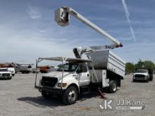 Versalift V0255RV, Over-Center Bucket Truck mounted behind cab on 2000 Ford F750 Chipper Dump Truck 