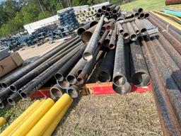 LARGE LOT OF ASSORTED SIZE COATED AND UNCOATED PIPE