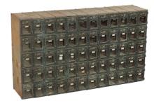 Post Office Mail Boxes, 60 bronze hinged doors w/combination locks embossed