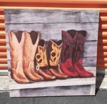Cowboy Boots - Signed by Josefina -  Gallery Wrapped Artwork - 34 x 34.5