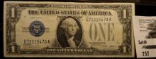 Series 1928A $1 Silver Certificate, Large Blue Seal, Silver Certificate. Attractive grade.