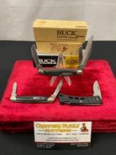 Trio of Buck Folding Pocket Knives, 303 Stockman, 309 Companion Pen, 425 MiniBuck w/ boxes
