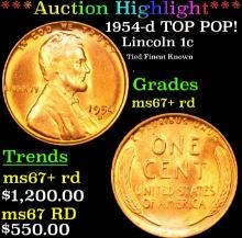 1954-d Lincoln Cent TOP POP! 1c Graded GEM++ RD By USCG
