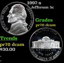 Proof 1997-s Jefferson Nickel 5c Grades GEM++ Proof Deep Cameo