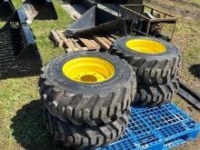 (4) Unused 12-16.5 Montreal SS Loader Tires with Rims