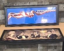 AMERICAN FLAG & "FOUR OF A KIND" FRAMED ART PRINTS