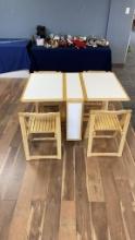 ROLLING DROP LEAF DINING TABLE W CHAIRS & STORAGE