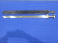 Replica Battle Type Sword Replica battle type sword, brass end, measures 34"