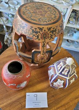 Asian ginger jar, vase, seat