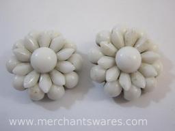 Two Vintage Western Germany Milk Glass Cluster Buttons