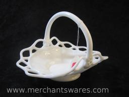 Vintage Milk Glass Basket, 13 oz